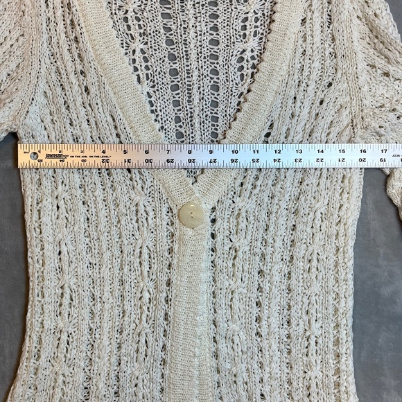 Marisa Christina Open Knit Sweater Cream Sweater Top sz L Indie Boho - Picture 10 of 15